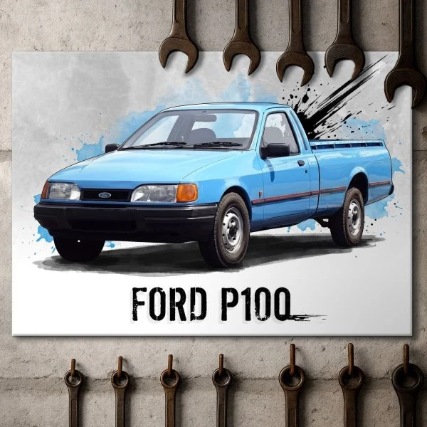 Dekoracyjny plakat metalowy z grafika Ford P100